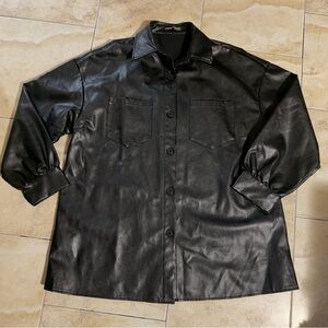 SHEIN PU Leather Jacket – Black – Size L (New)